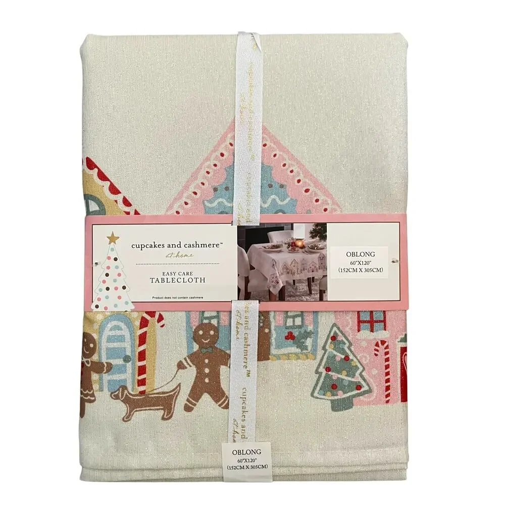 Cupcakes & Cashmere Christmas Gingerbread Man 60x120 Holiday Tablecloth New
